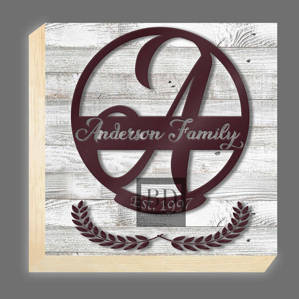 A-Table Top Family Name Monogram 8in x 8in