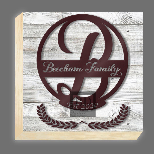 B-Table Top Family Name Monogram 8in x 8in