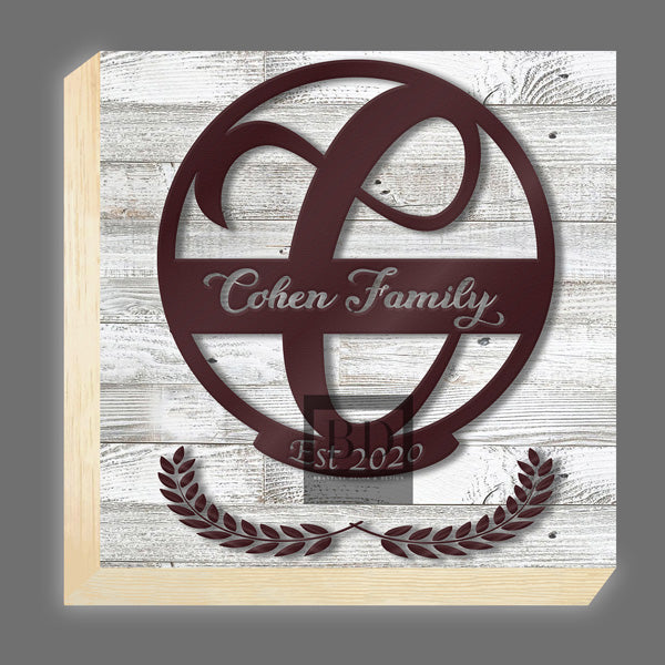 C-Table Top Family Name Monogram 8in x 8in