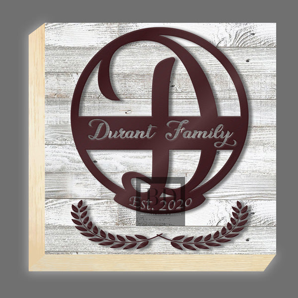 D-Table Top Family Name Monogram 8in x 8in