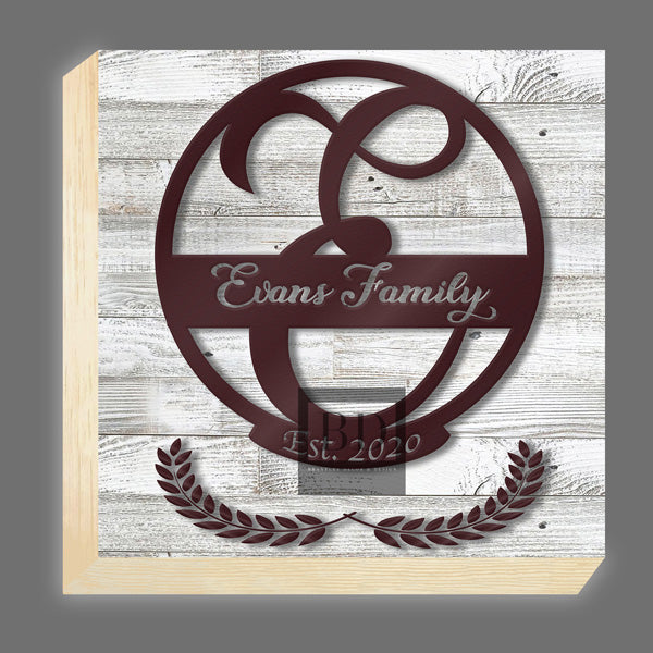 E-Table Top Family Name Monogram 8in x 8in