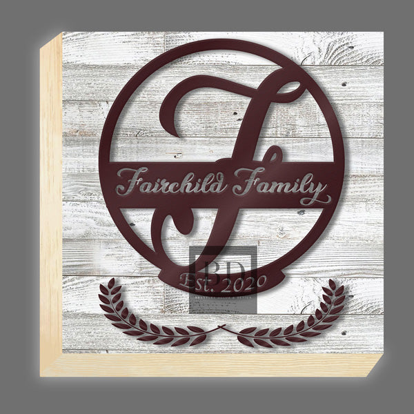 F-Table Top Family Name Monogram 8in x 8in