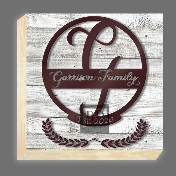 G-Table Top Family Name Monogram 8in x 8in