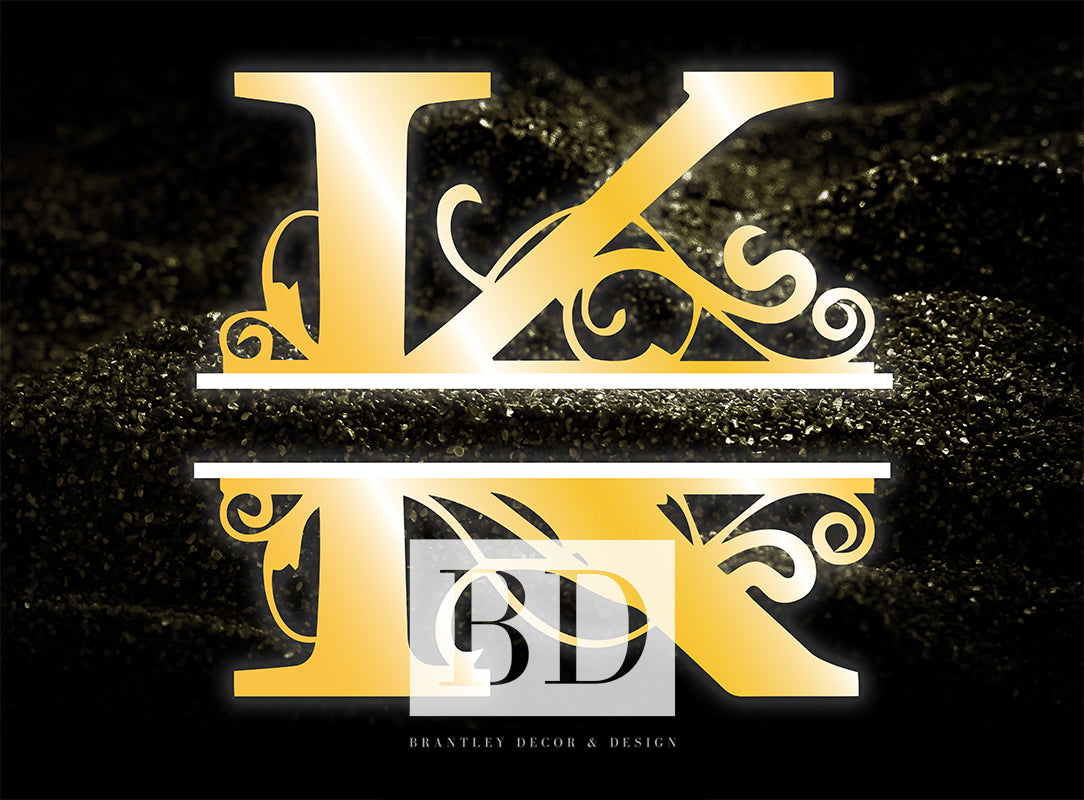 "K” Initial for Gold and Black  -Horizontal Framed Portrait-