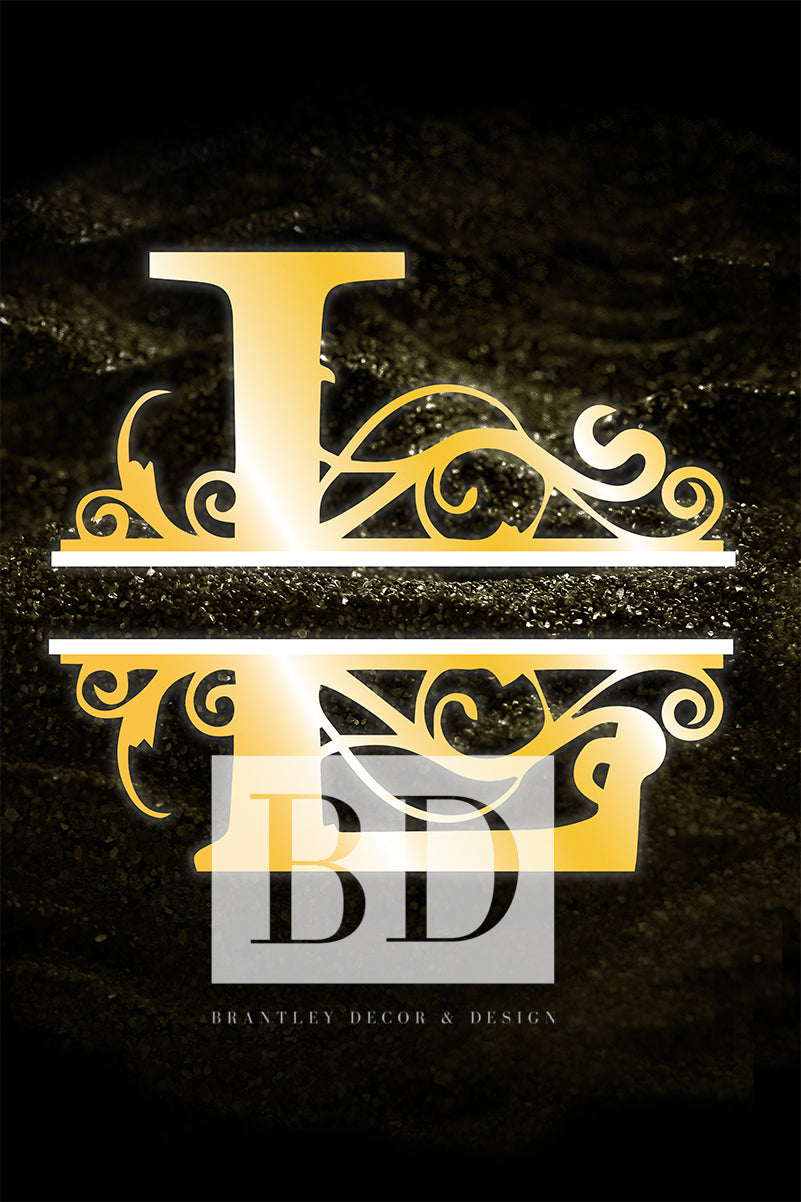 “L” Initial for Gold and Black  -Vertical Framed Portrait-