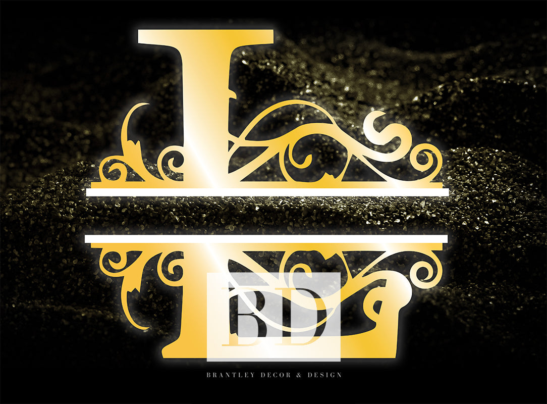 "L” Initial for Gold and Black  -Horizontal Framed Portrait-