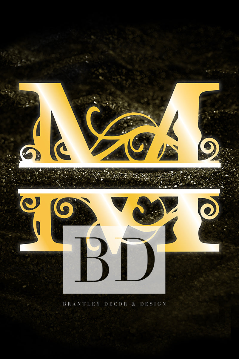 “M” Initial for Gold and Black  -Vertical Framed Portrait-