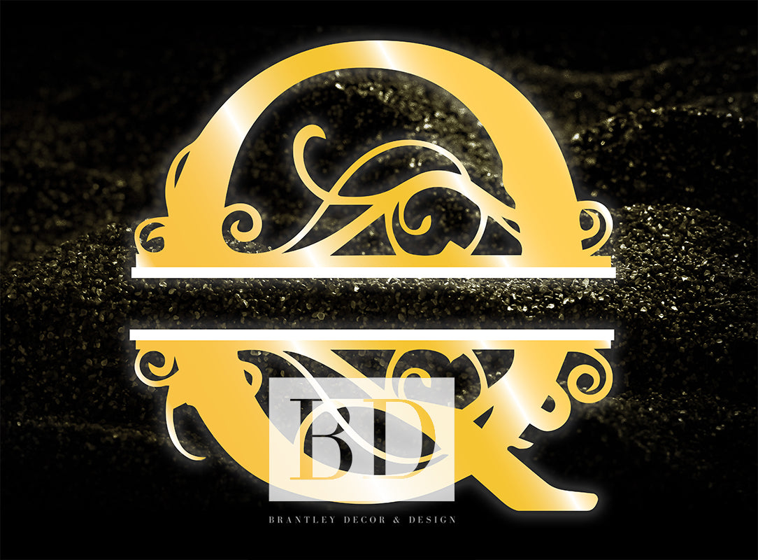 "Q” Initial for Gold and Black  -Horizontal Framed Portrait-