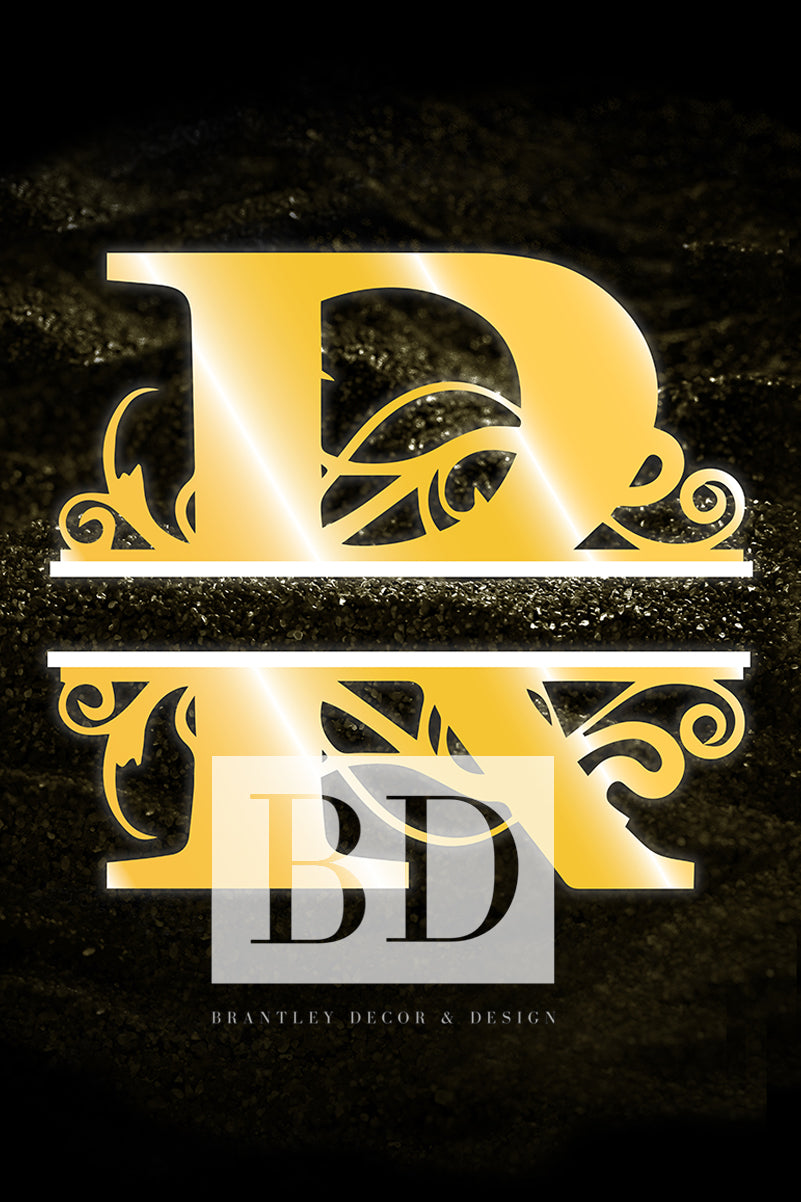 “R” Initial for Gold and Black  -Vertical Framed Portrait-