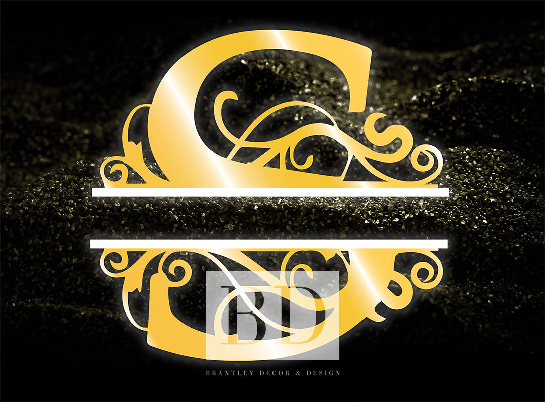 "S” Initial for Gold and Black  -Horizontal Framed Portrait-