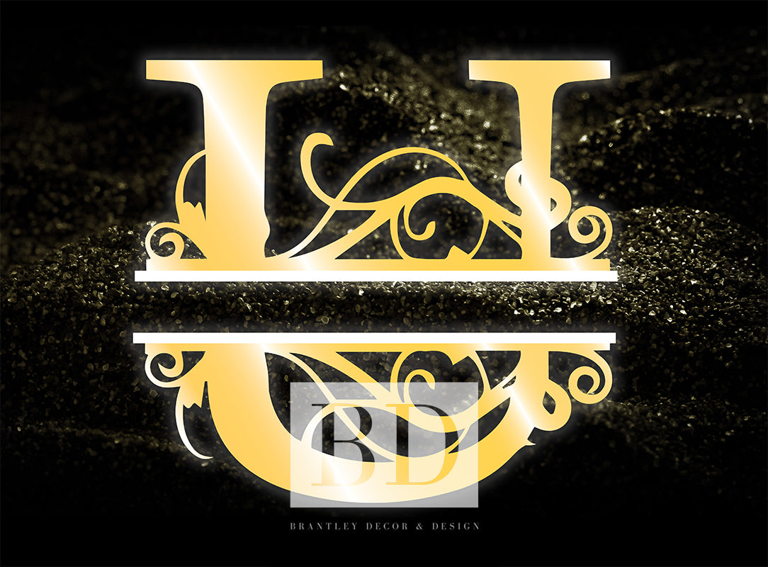 "U” Initial for Gold and Black  -Horizontal Framed Portrait-