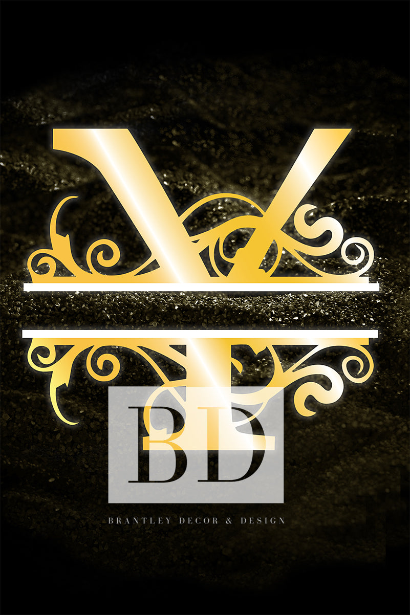 “Y” Initial for Gold and Black  -Vertical Framed Portrait-