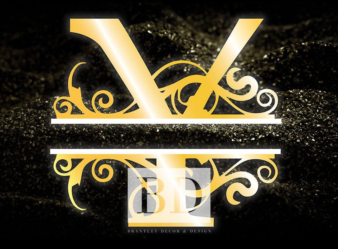 "Y” Initial for Gold and Black  -Horizontal Framed Portrait-