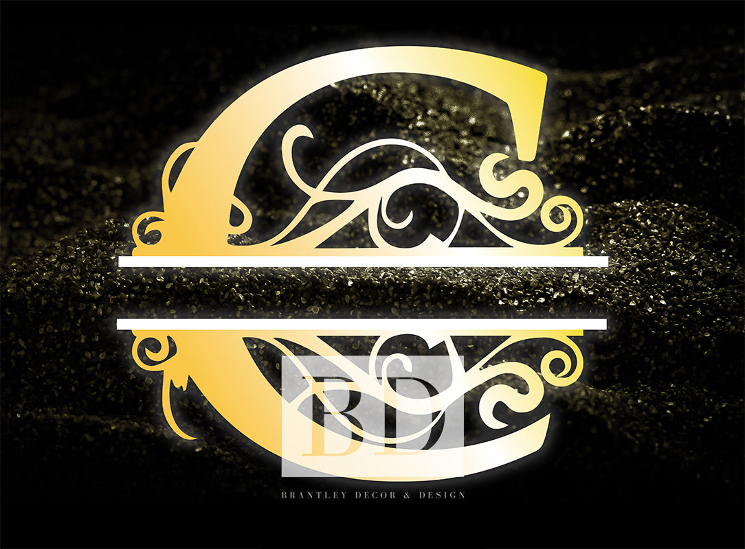 "C” Initial for Gold and Black  -Horizontal Framed Portrait-