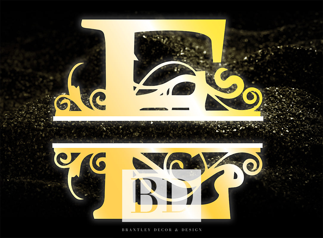 "E” Initial for Gold and Black  -Horizontal Framed Portrait-