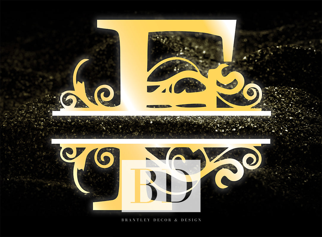 "F” Initial for Gold and Black  -Horizontal Framed Portrait-