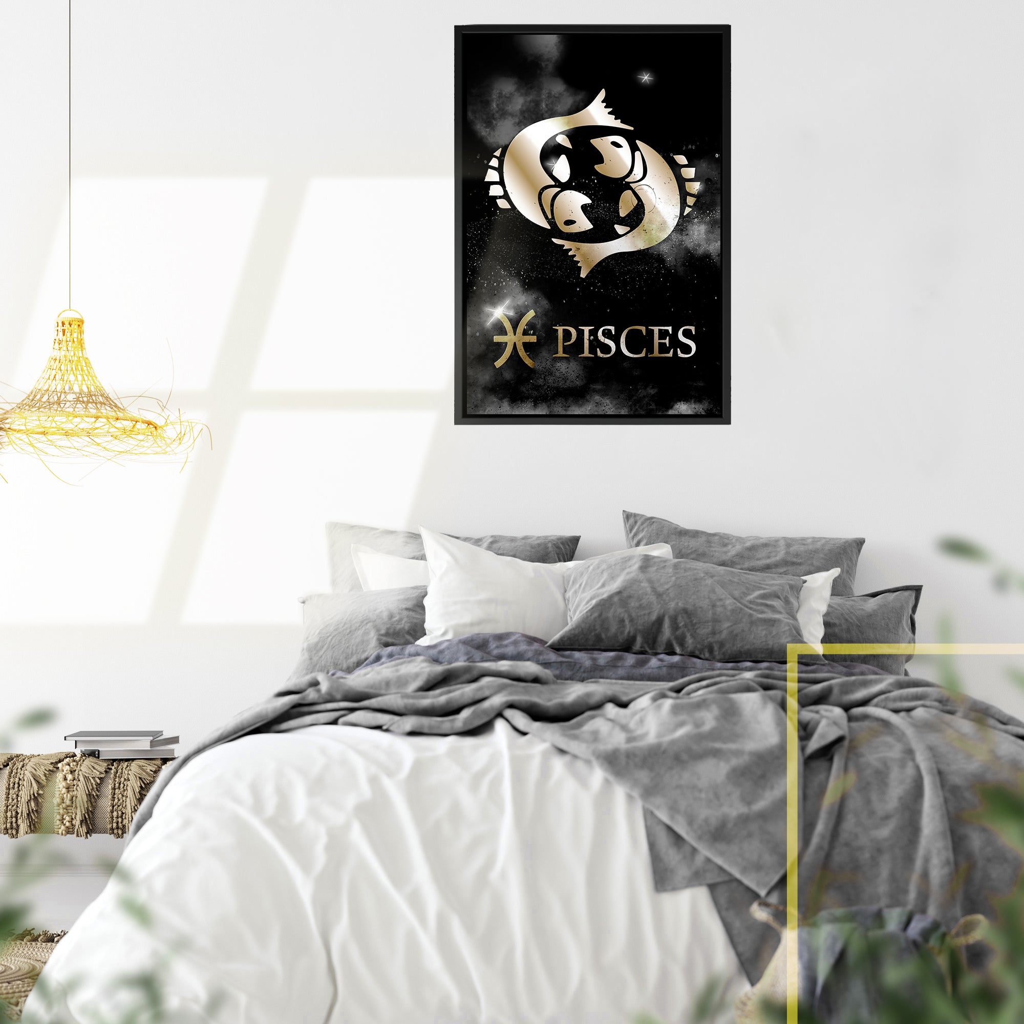 PISCES POLISHED BRONZE canvas on black