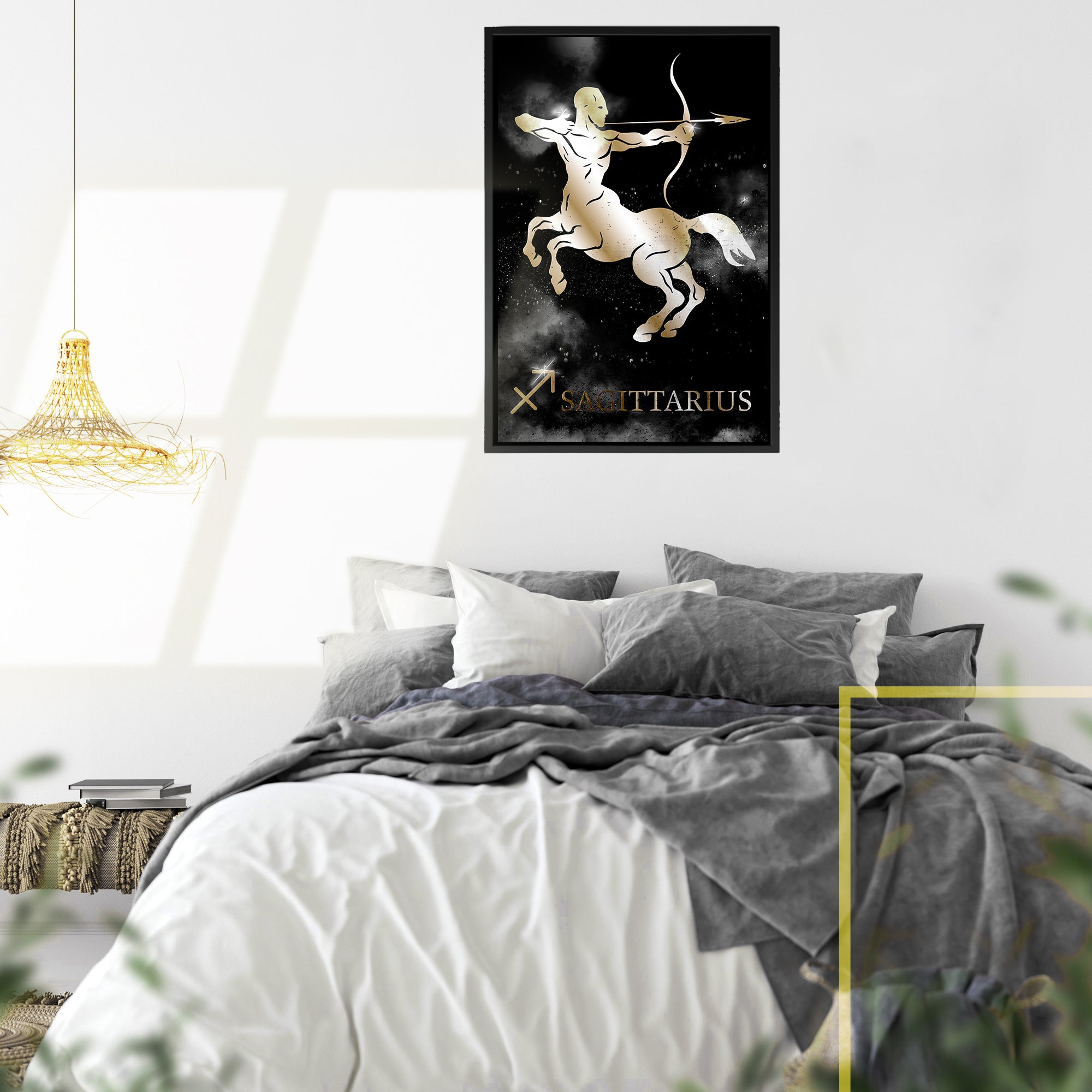 SAGITTARIUS POLISHED BRONZE canvas on black