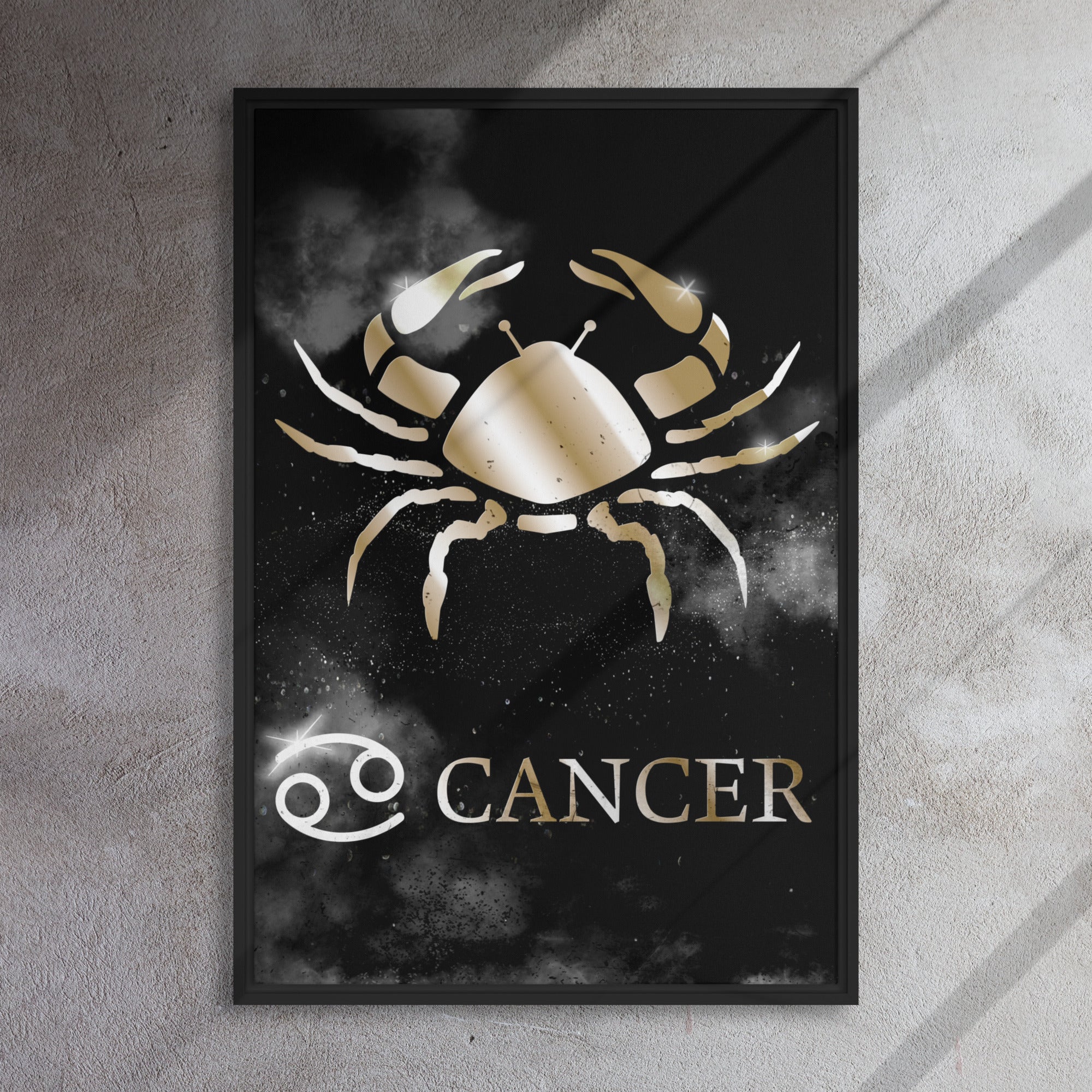 CANCER POLISHED BRONZE canvas on black