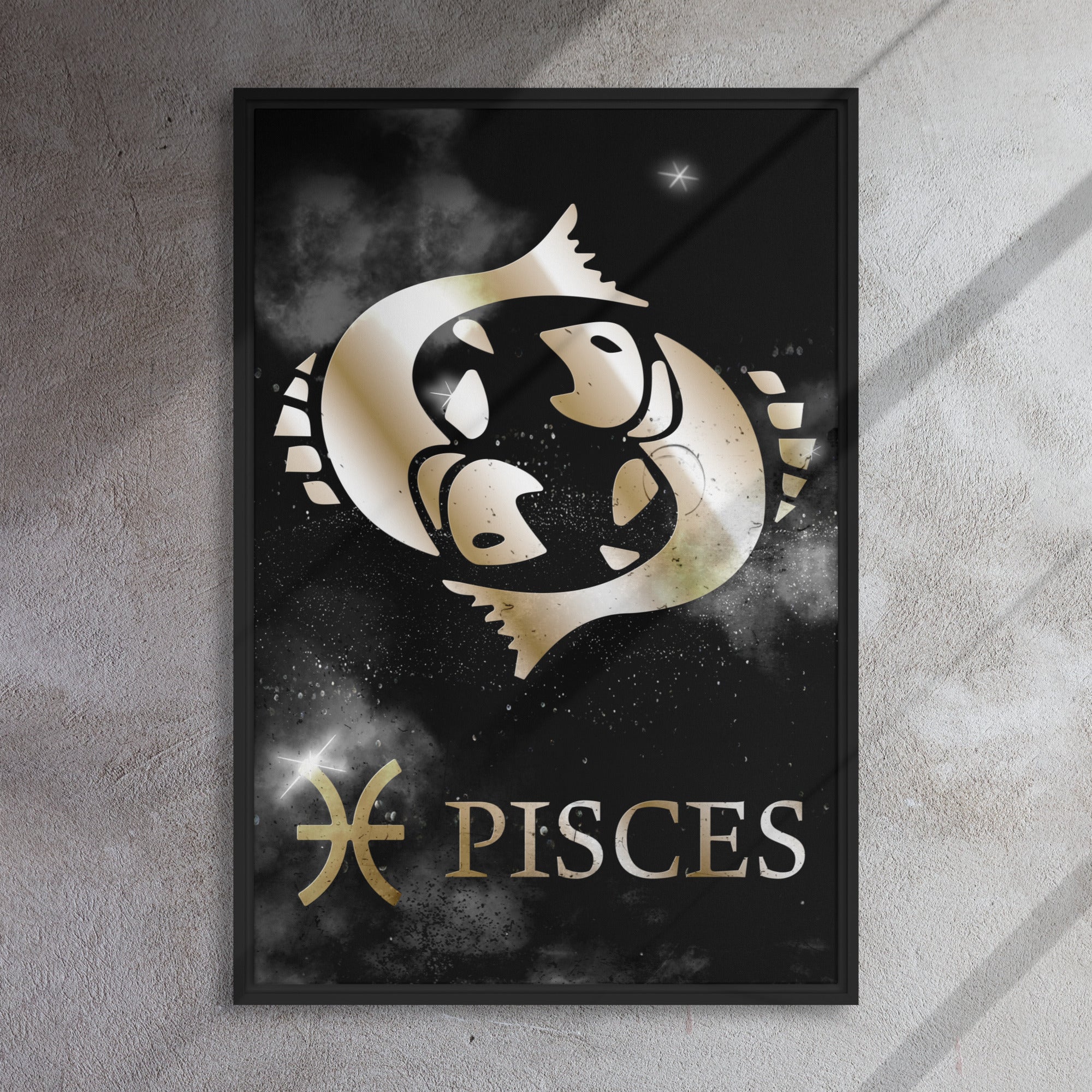 PISCES POLISHED BRONZE canvas on black