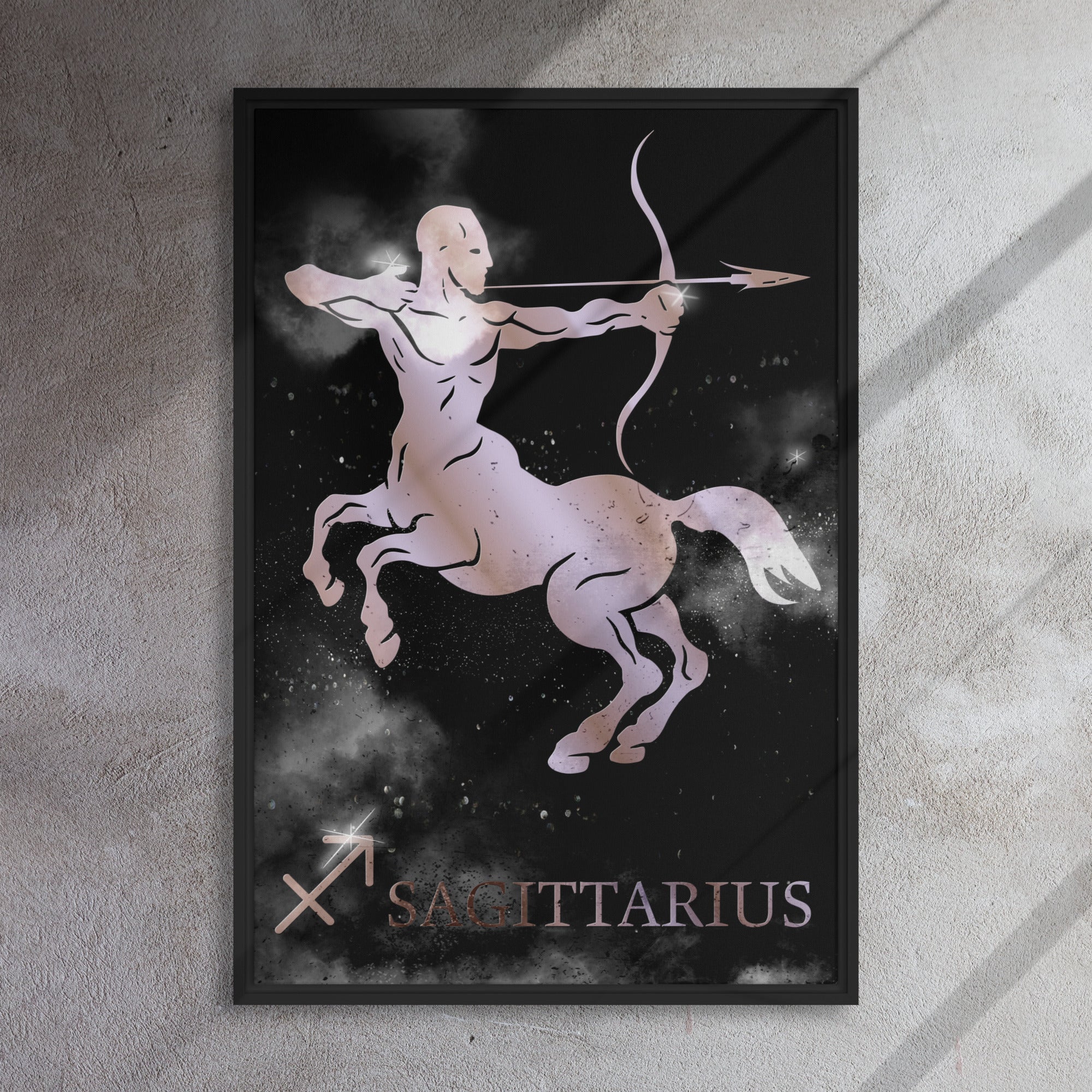 SAGITTARIUS POLISHED ROSE canvas on black