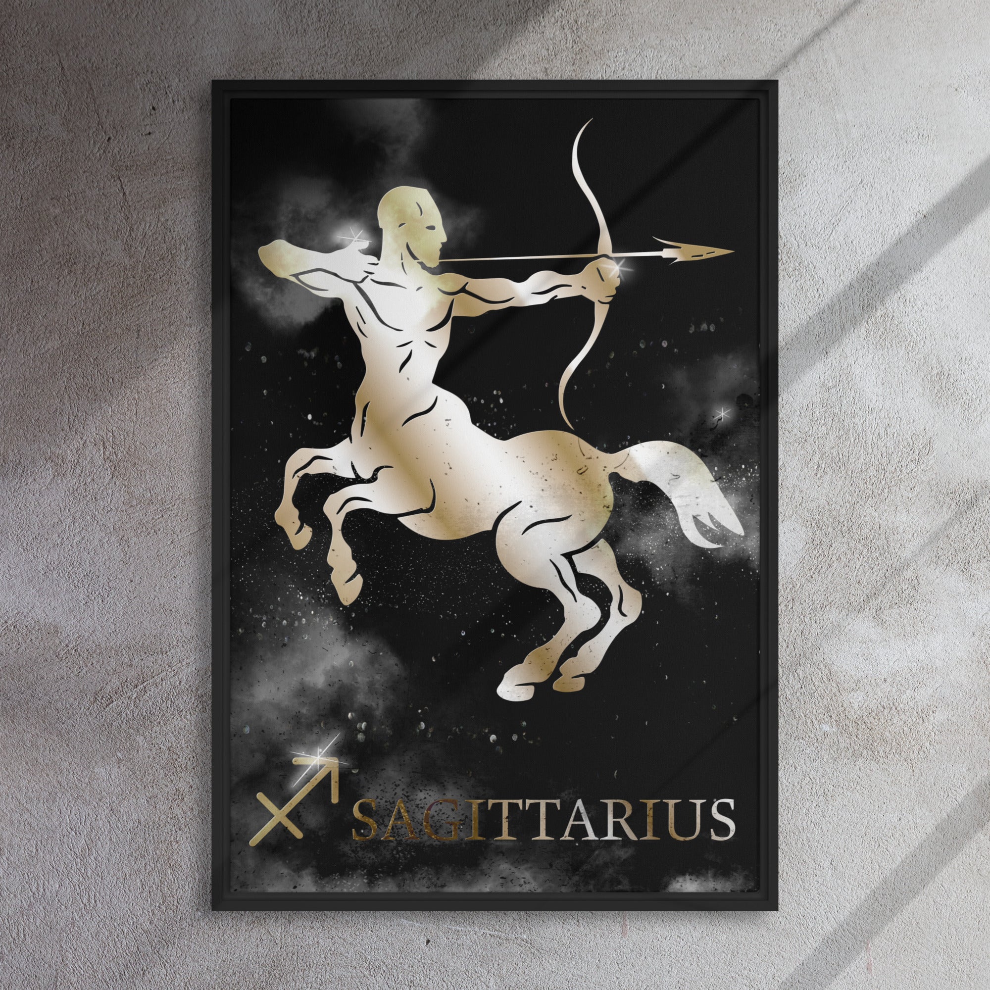 SAGITTARIUS POLISHED BRONZE canvas on black