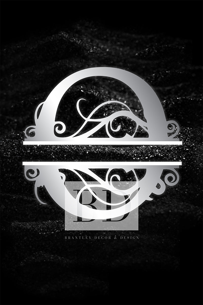 “O” Initial for Black and Chrome  -Vertical Framed Portrait-