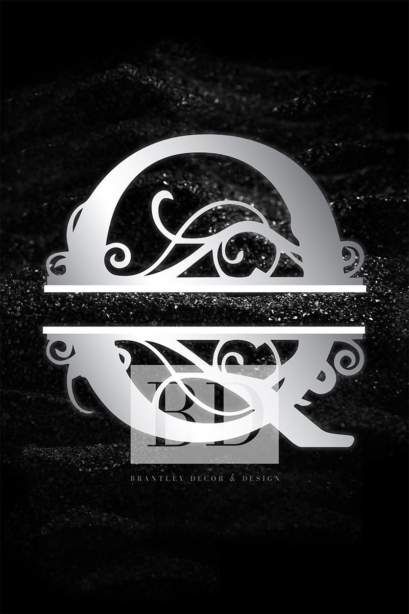 “Q” Initial for Black and Chrome  -Vertical Framed Portrait-