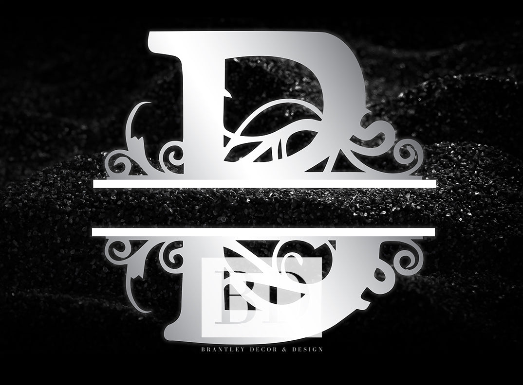 “B” Initial for Black and Chrome  -Horizontal Framed Portrait-