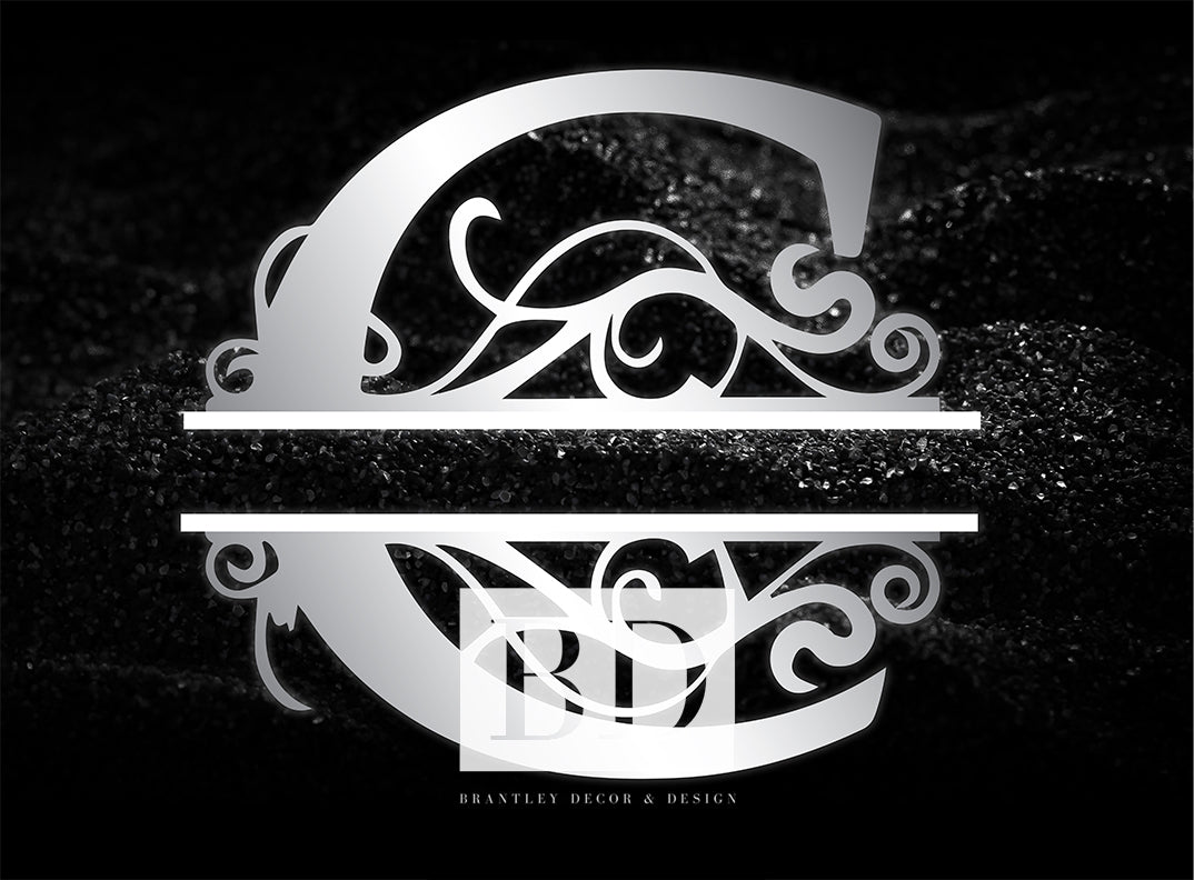 “C” Initial for Black and Chrome  -Horizontal Framed Portrait-