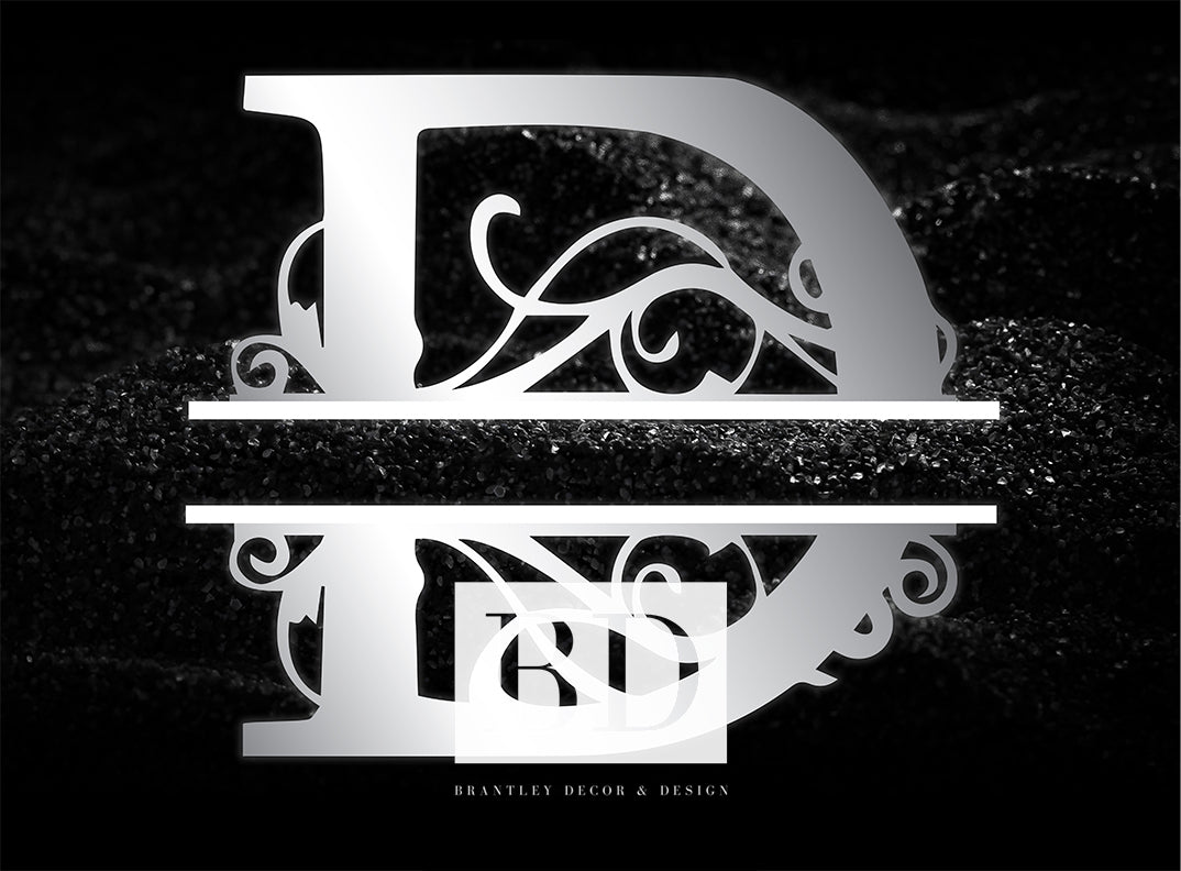 “D” Initial for Black and Chrome  -Horizontal Framed Portrait-