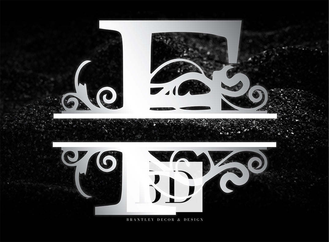 “F” Initial for Black and Chrome  -Horizontal Framed Portrait-