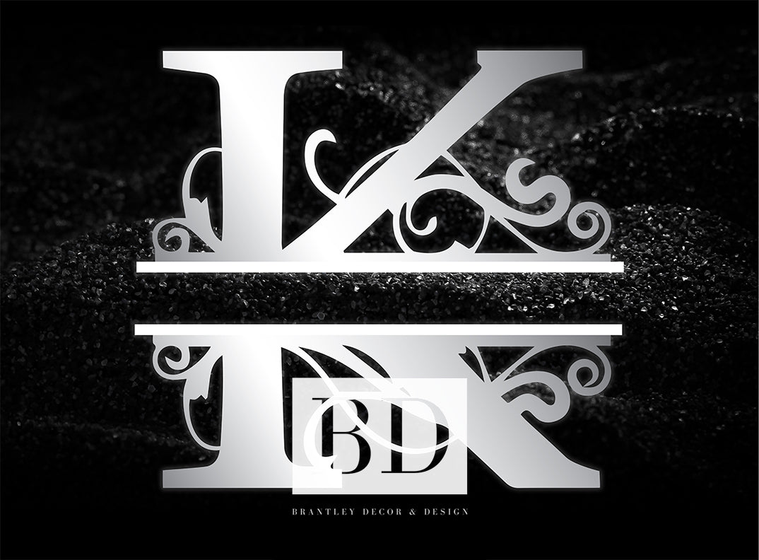 “K” Initial for Black and Chrome  -Horizontal Framed Portrait-