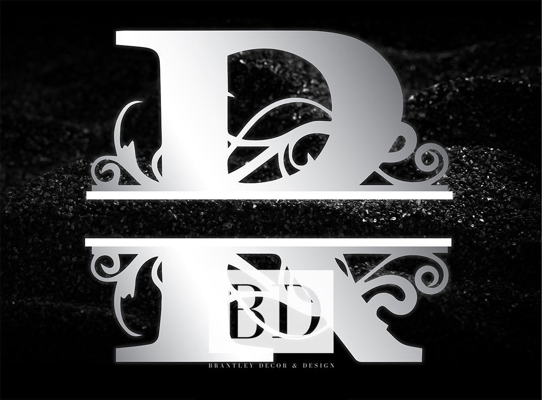 “R” Initial for Black and Chrome  -Horizontal Framed Portrait-