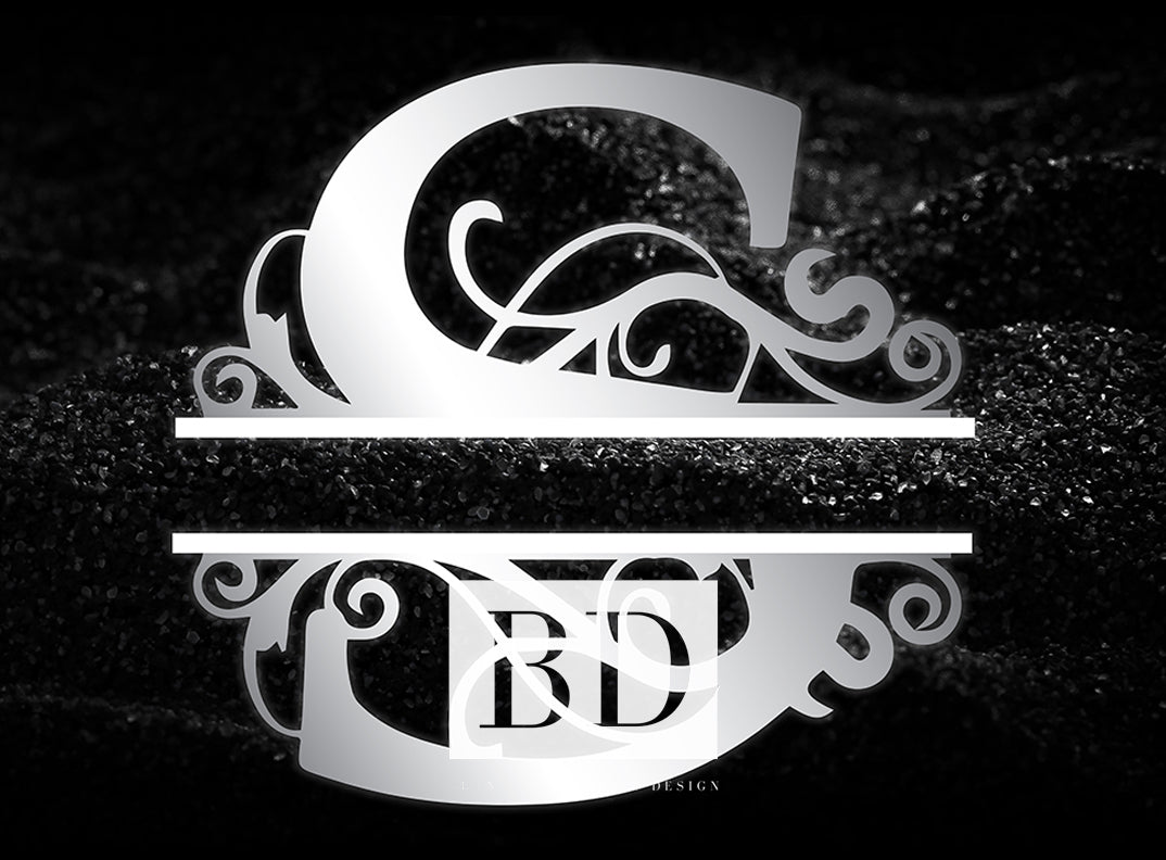 “S” Initial for Black and Chrome  -Horizontal Framed Portrait-