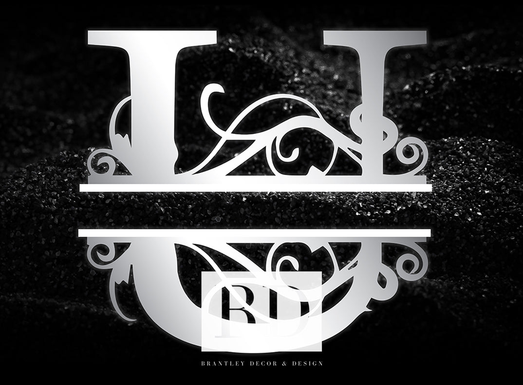 “U” Initial for Black and Chrome  -Horizontal Framed Portrait-