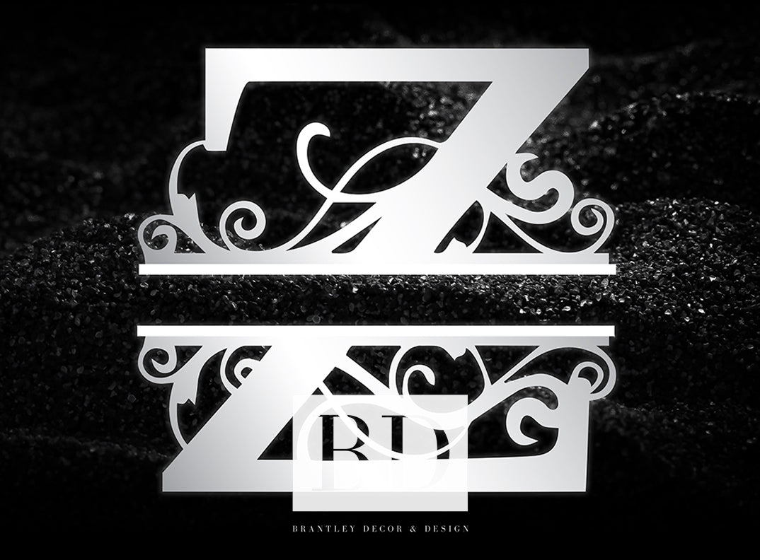 “Z” Initial for Black and Chrome  -Horizontal Framed Portrait-